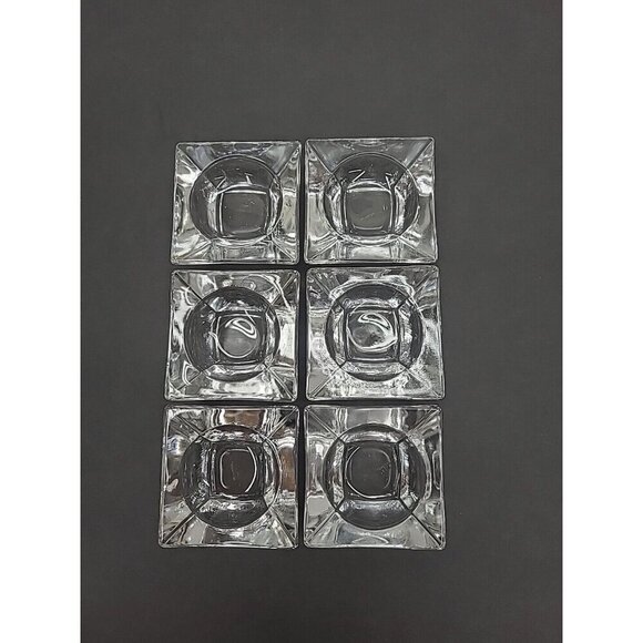 Vintage Glass Salt Cellars Set of 6 Open Salt Dip Set Square Base - Picture 1 of 6